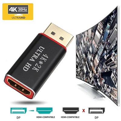 4K*2K DP Display Port To HDMI Adapter DisplayPort AV Converter For HDTV Monitor - Image 1 of 4