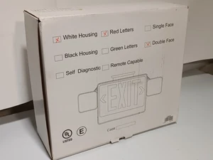 Fulham FHEC31WR LED Exit Sign Combo White Housing Red Letters Double Face NOS - Picture 1 of 14