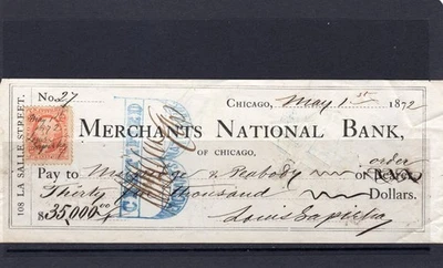 United States 1872 Revenue Stamp in a Cheque signed by Prince Sapieha - Image 1 of 2