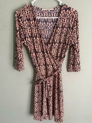 Vestido 41 Hawthorn Rojo Estampado Tejido Media Manga Imitación Envoltura Para Mujer’s M Foto 1 de 4