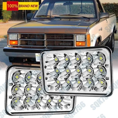 Faros LED cromados de 4x6" para camioneta Dodge Dakota 1987-1995 haz sellado alto/bajo Foto 1 de 4