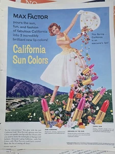1960 Max Factor California sun colors lipstick vintage Cosmetic ad - Picture 1 of 1