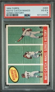 WILLIE MAYS 1959 TOPPS  "CATCH MAKES SERIES HISTORY" #464 GIANTS PSA 4 MLB HOF - Picture 1 of 2