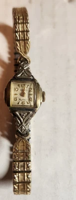 Relógio feminino vintage Benrus 21 joias moldura 10K RGP - Imagem 1 de 4