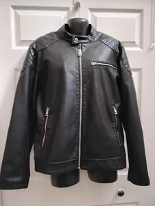 GUESS Men's Moto Motorcycle Biker Jacket Black Size XL 44 inch Chest Stylish New - Picture 1 of 24