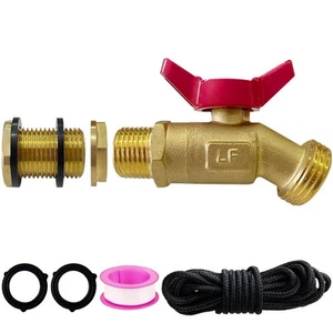 Brass Rain Barrel Spigot Kit 3/4" GHT Lead-Free Compliant Brass Garden Hose V... - Picture 1 of 5