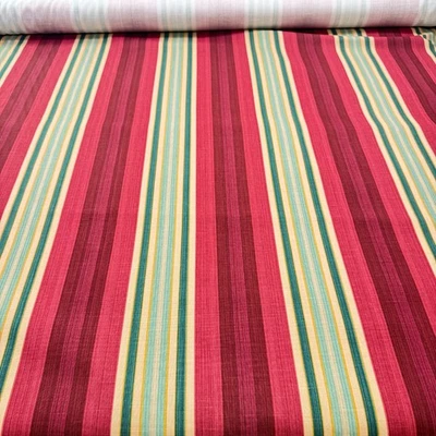jay yang upholstery fabric red green stripes 54x120 3.3 yards 1444-20 - Image 1 of 4