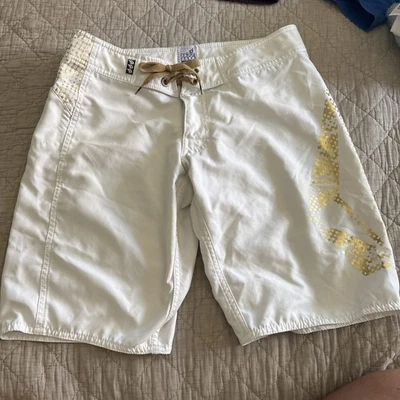 Volcom Miss Mod Board Shorts Junior 3 White Graphics Print Surf Swim Competition - Image 1 of 4