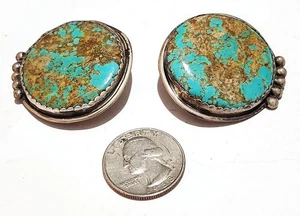 Escasos Pendientes Navajo Nativo Americano Plata Esterlina Turquesa E & C Fierro - Imagen 1 de 16