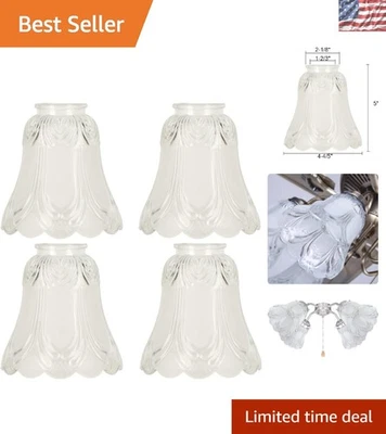 Elegant Sandblasted Glass Ceiling Fan Light Shades - Set of 4 Replacement Covers - Image 1 of 4