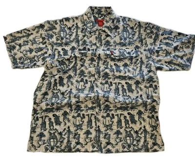 VTG FUBU Platinum Fat Albert Shirt Mens XL Short Sleeve Button Up AOP Cartoon  - Image 1 of 4