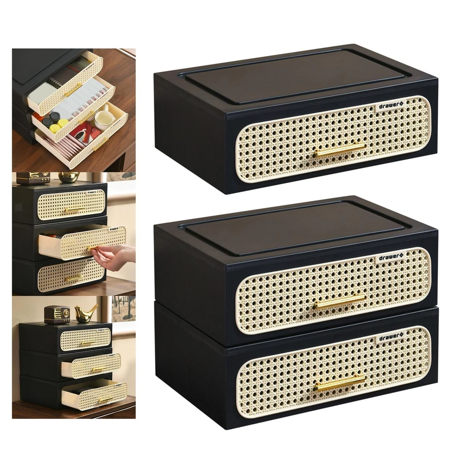 Imitation Rattan NightStand with Drawer Vintage Style Fashion Storage Unit for - Image 1 of 1