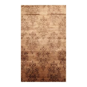Tibetan Wool Damask Designer 5'1'' x 7'10'' Hand Knotted Area Rug Brown, Tan - Picture 1 of 7