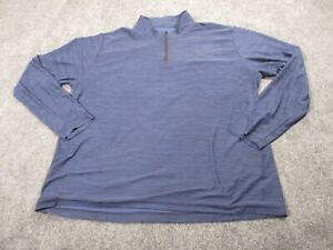 Nike Pullover Men's 2XL XXL Blue Polyester Blend 1/4 Zip Long Sleeve Running*