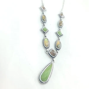 Lia Sophia Laurynb echte Abalone Kristalle grün Silber 19" Y Tropfen Halskette - Bild 1 von 5