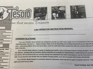 TESORO LOBO METAL DETECTOR OPERATOR OPERATING INSTRUCTION MANUAL - Picture 1 of 1