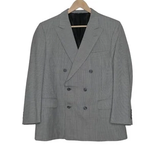 Burberry Mens Sz 40? Micro Houndstooth Black White Double Breasted Blazer READ - Picture 1 of 13