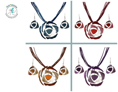 Schmuckset Blume Halskette Ohrringe Ohrhänger Kunst Geschenkidee Glücksbringer - Bild 1 von 4