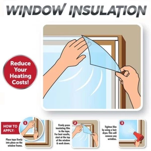 Window Insulation Kit Shrink Fit Double Glazing Film Draught Excluder Heat COLD - Picture 1 of 6