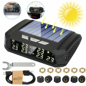 Solar TPMS LCD Tire Pressure Monitor System 6 External Sensors For Car RV Truck - Picture 1 of 9