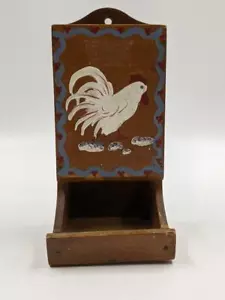 Scatola portapartita vintage picchio legno gallo pollo fattoria Giappone - Foto 1 di 4