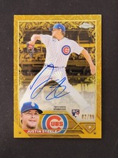 2023 Topps Chrome Gilded Justin Steele RC Gold Refractor Auto /99 Beautiful Card