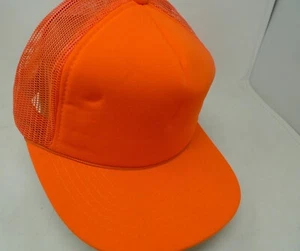 Fluorescent Orange Hunters Cap Snapback Plain Foam Mesh New Headwear GIFT! Vtg - Picture 1 of 5