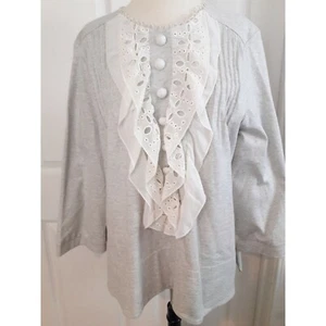 Dorothee Schumacher Top Damen Jersey Spitze Couture Grau Retro Large Lagenlook - Bild 1 von 6