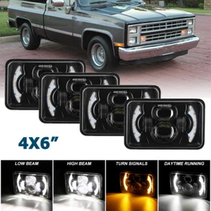 4pcs 4X6 LED Headlights Amber DRL for Chevrolet K5 Blazer C10 C20 Truck Camaro - Picture 1 of 12