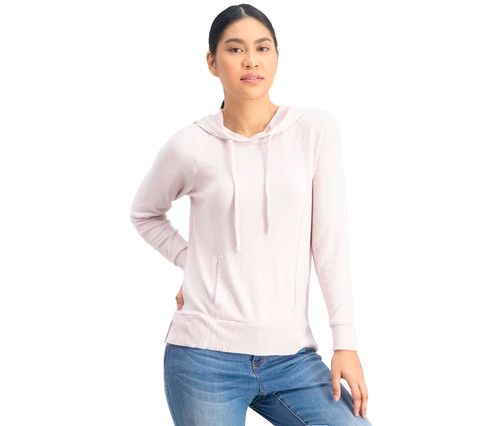 OFF WHITE Felpa con cappuccio pullover hippie rosa donna avorio marled manica lunga taglia media