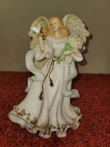 Vintage Angel with Dove Resin Figurine 8.5'' Tall Hand Painted 70s - Picture 1 of 8