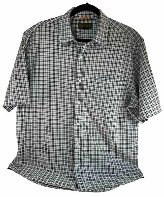 Camisa de bolsillo Timberland para hombre manga corta XL a cuadros marrón azul blanco Foto 1 de 4