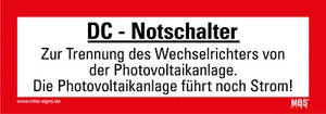 Aufkleber Feuerwehrzeichen „DC-Notschalter“ PV Anlage Warnhinweis | 21x7,4 cm - Bild 1 von 1