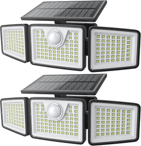 Solar Lights Outdoor 2500LM Motion Sensor Outdoor Lights,3 Head 355° Wide Angle - Picture 1 of 12