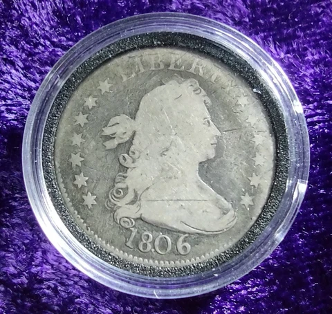 1806 Draped Bust Quarter VG8-10 condition US coin Good details Cover