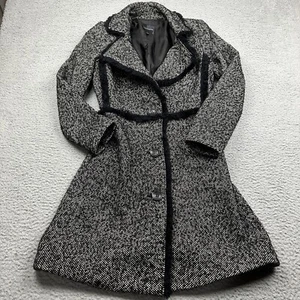 The Limited Jacket Womens Extra Small Black And White Tweed Trench Coat - Picture 1 of 13