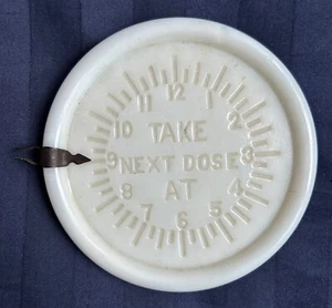 Acme Tumbler Cover & Dose Indicator White Milk Glass Take Next Dose 1896 - Picture 1 of 2