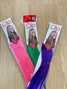 Clip In 18" Long Hair Extensions Highlight Streaks Multi Color - Picture 1 of 20