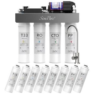SimPure WP2-400G 0 TDS UV Reverse Osmosis System Under Sink Extra 8 Water Filter - Picture 1 of 10