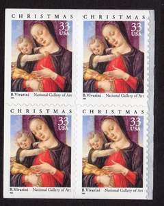 Scott #3355a 33¢ Madonna & Child (Vivarini) Booklet Block of 4 Stamps MNH - Picture 1 of 1