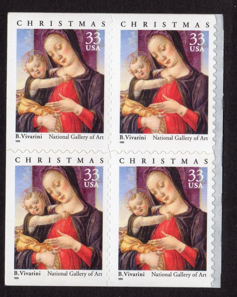 Scott #3355a 33¢ Madonna & Child (Vivarini) Booklet Block of 4 Stamps MNH - Image 1 of 1