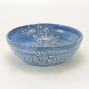 Dorchester Pottery exceptional 10.75" dia. floral bowl blue white stoneware CAH - Picture 1 of 5