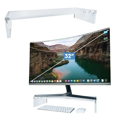 DuraClear Acrylic Monitor Stand for Desk - 3" Elevation with a 20" Wide Base - Image 1 of 4