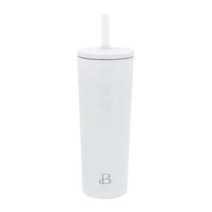 Sippy Stainless Steel Tumbler With Straw, White - Picture 1 of 6
