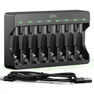 8slots EBL Charger for AA AAA 1.5V Li-ion Battery Rechargeable Batteries - Picture 1 of 6