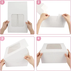 24Pcs Cake Boxes, 10X10X5 Inches White Square Bakery Boxes with Window Cajas ... - Picture 1 of 1