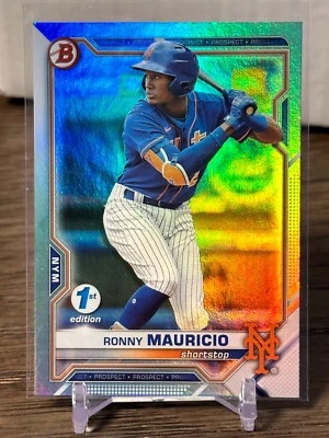 Ronnie Mauricio NY Mets 2021 Bowman Draft 1st Edition Foil Prospect card #BD-52 - Image 1 of 2