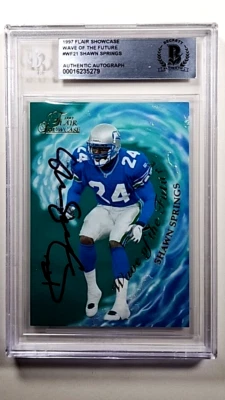 1997 Flair Showcase Wave of the Future Autograph Shawn Springs Auto Rookie BGS - Image 1 of 2