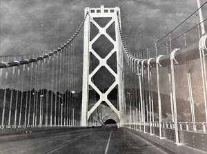 1936 Oakland Bay bridge and Moonlight Night on San Francisco Bay Bridge print - Picture 1 of 7