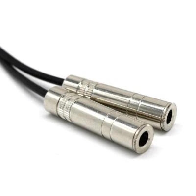 8" 6.35mm Jack Male to 2X 6.5mm Mono Female Audio Y Splitter Cable Connector - Image 1 of 4